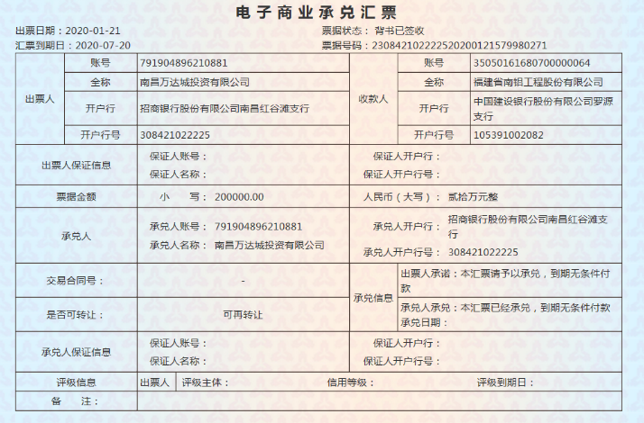 南昌万达城投资有限公司出具的商票(商业承兑汇票)可以收